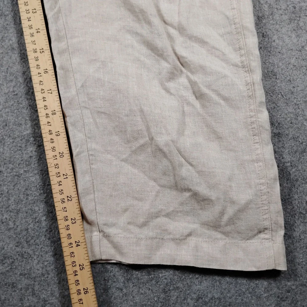 Banana Republic Womens S Petite Beige 100% Linen Easy Elastic Waist Pants Summer